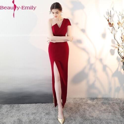 2020 New Design Irregular Neck Mermaid Evening Dress Long Sexy Sleeveless Zipper Back Simple Formal Party Dress with High Split
