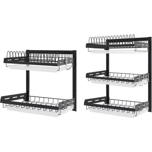 New 304 Stainless Steel Kitchen Bowl Rack Tableware Cup Dish Drainer Rack Kitchen Wall-mounted Kitchen Storage Rack Organizer