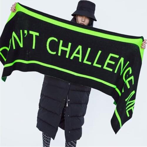 New Autumn and Winter Scarf of Z Family In Europe and America,Neon Green Letter Jacquard Cashmere Scarf Shawl.Don't challenge me
