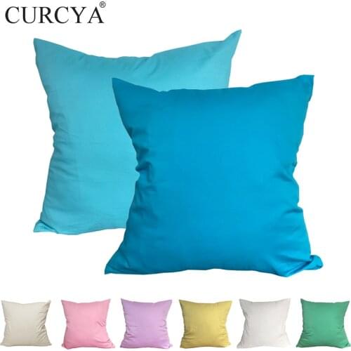 CURCYA Solid Colors Cushion Covers Thin 100% Pure Cotton Bed Pillowcases Christmas Living Room Decorative Throw Pillows Covers
