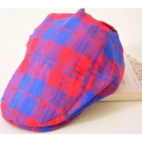 TDX-C7 Spring and autumn classic plaid child beret baby male child fashion cap cotton cap