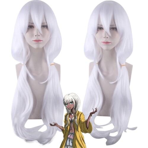 Danganronpa: Trigger Happy Havoc Angie Yonaga Pure White Color Cosplay Wig Role Play Ponytails 70cm