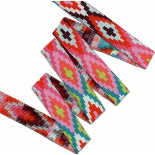 ZERZEEMOOY 7/8" 22MM 5yards/lots Pink Geometry Woven Jacquard Ribbon cross-shaped ribbon