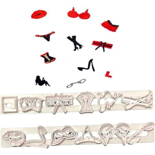 Plastic Fondant Sugarcraft Molds Pastry Cutter Mold 2Pcs/Set Sexy Lace Dress Underwear Shaped Cookie Cutter Mould Baking Tools