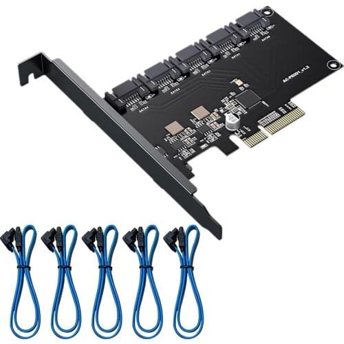 SATA3.0 Expansion Card,6Gbps 5 Ports SATA to PCI Express Controller Card Converter Expansion Adapter Board