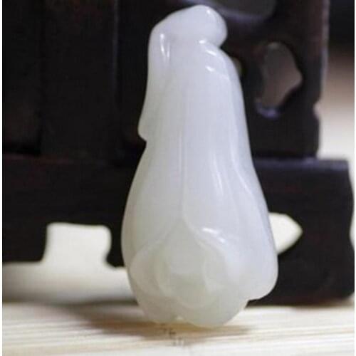 Natural White Jade Hand Carved Magnolia Pendant Fashion Jewelry Mens and Womens Flower Necklace Fashion Accessories