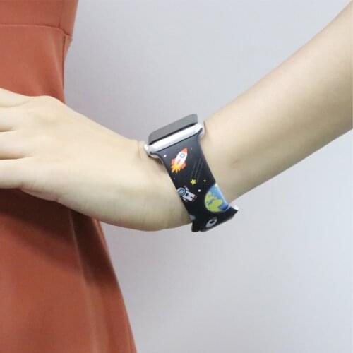 Printing Strap For Apple Watch Band Colorful Silicone Belt For iWatch SE Series 6 5 4 3 2 1 Watch Bracelet 38mm 40mm 42mm 44mm