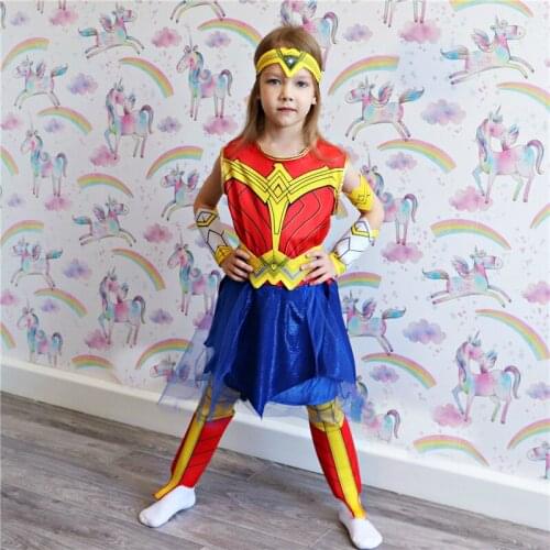 Deluxe Child Dawn Of Justice WonderWoman magical Woman Costume Kids Girls Fancy Dress Disguise Halloween Party Supergirl Cosplay