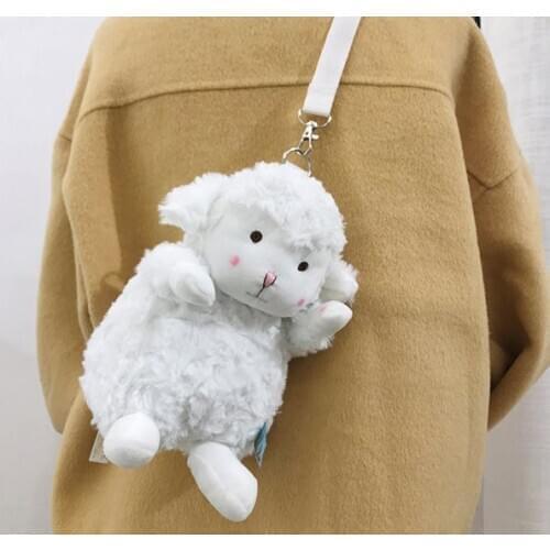 Cute toy goat backpack for girls Soft and warm shoulders bag Large capacity Lovely storage bag