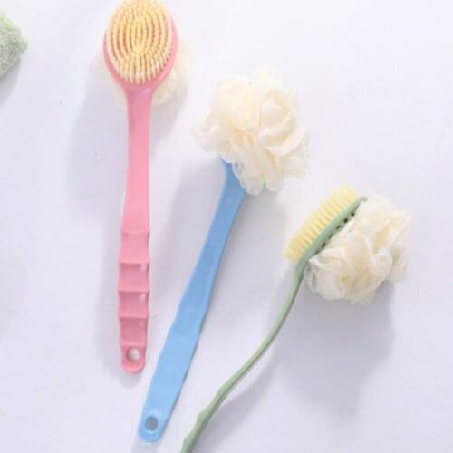 Long-handled soft-bristled bathing brush, adult bathing brush, bathroom hanging type with bath flower bath ball, bathing and bac
