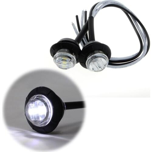 1 Pair New Signal Lamp Mini DC 12V White 3 LED Marker Trailer Truck Side Bullet Light Waterproof Car Light Source