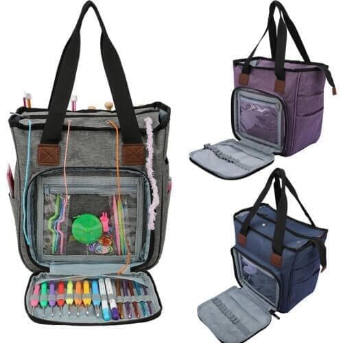 Knitting Storage Bag Yarn Wool Tote Bag For Crochet Hook Knitting Needles Craft Yarn Bag Sewing Tools Accessories Organizer Case