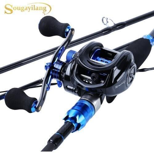 Sougayilang 1.8m 2.1m Fishing Pole and Baitcasting Reel Combo Carbon 4 Sections Casting Lure Rod and Casting Fishing Wheels Set