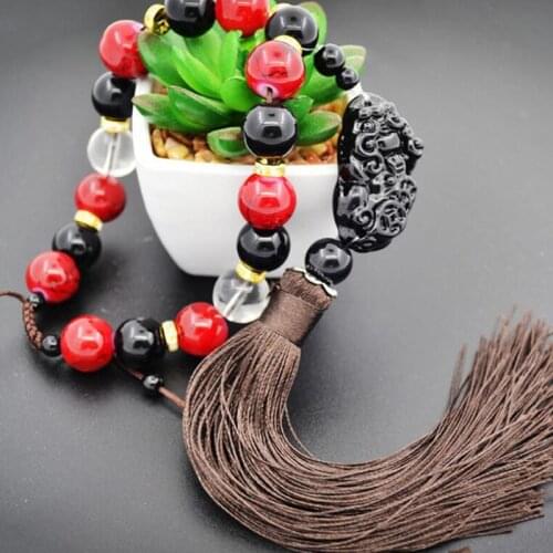 Car Pendant Colorful Auspicious Bead Hanging Ornaments Automobiles Rearview Mirror Suspension Decoration Accessories Ornament