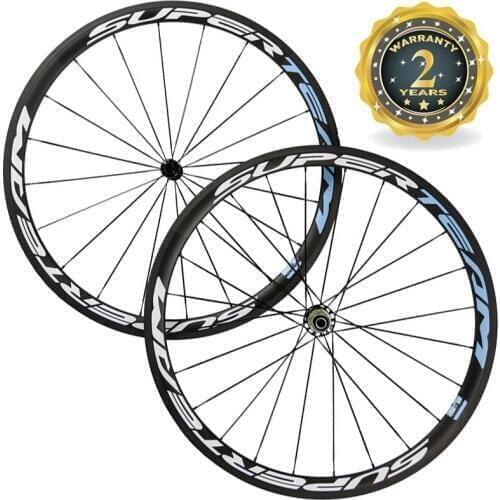 Superteam 38mm Clincher 23mm Width Carbon Wheelset 3K Glossy Bicycle Wheels With Powerway R39 Hub
