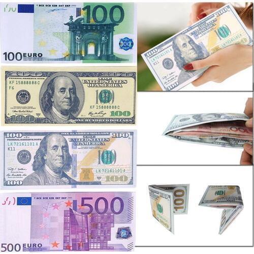 High Quality Fashion Chic Unisex Currency Notes Pattern Pound Dollar Euro Purse Wallets Pocket Slim Money Clips Free Shipping
