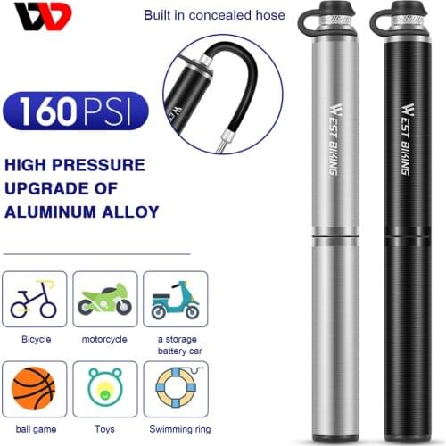 WEST BIKING Bicycle Mini Pump 160PSI MTB Road Bike Basketball Tire Inflator Universal Presta Schrader Valve Air Pump