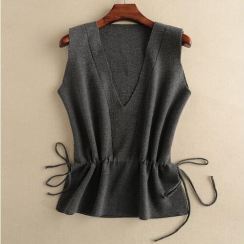 2021 Spring Women V-neck Sweater Vest Female Casual Loose Knitted Jumpers Ladies Pullover Loose Tops Vest Waistcoat Jacket H609