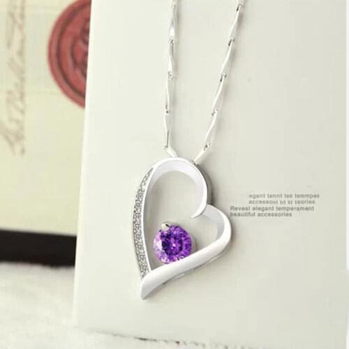 Fashion 925 Sterling Silver Zircon Heart Pendants And Necklaces For Women Wedding Party Vintage Jewelry Gift Free Shipping