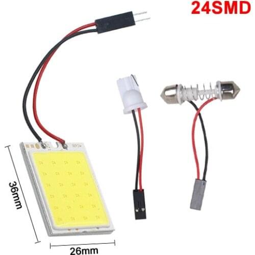 2@# 18 24 36 48SMD T10 12V White Bulbs for Cars License Plate Interior Reading Ligh 1Pcs LED COB Festoon Vehicle Panel Lamp