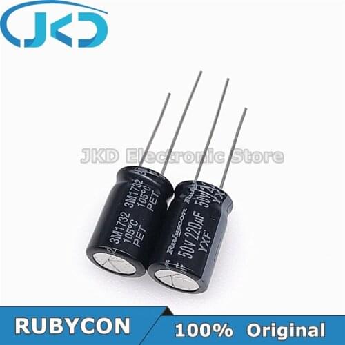 20pcs RUBYCON 220UF 50V 10*16mm 220UF50V 50V220UF 10x16mm Aluminum Electrolytic Capacitor 100% Original
