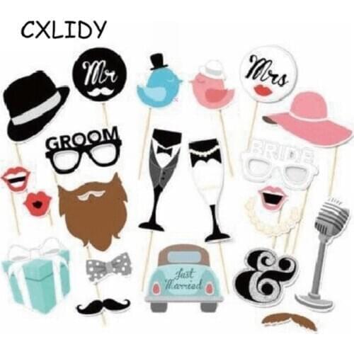 22pcs Hen Party Wedding Party Single Girl Series Creative Funny Paper Beard Photo Props Wedding Party Supplies aa040