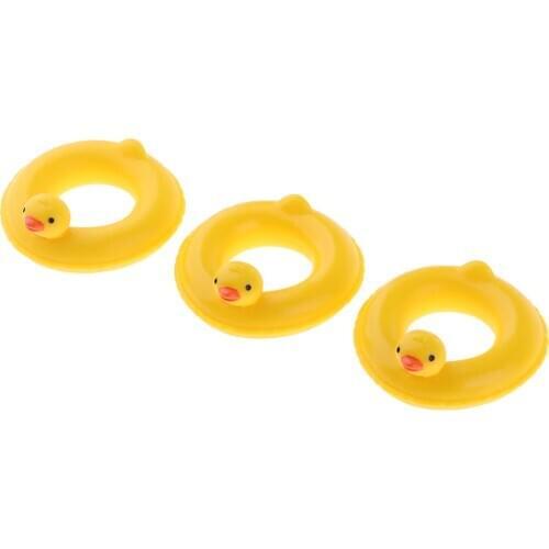 3pcs 1:12 Yellow Duck Design Swim Rings Swimming Laps Dolls House Fairy Garden Accessories