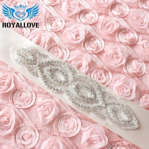 30 pieces silver base clear rhinestone applique wedding party Dress Belt crystal Applique Sew on Party Dress Decoration Patch