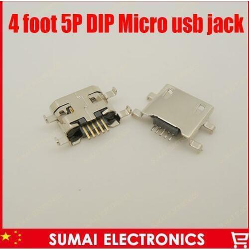 4 feet SMD 5P Micro USB Connector V8 Port Socket jack for mobile phone ect