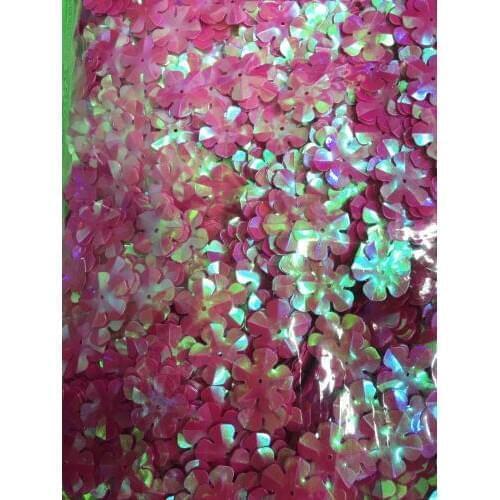 500pcs/lot Flower Sequins 14mm PVC Sewing Paillette DIY Wedding Craft Scrapbook For Clothing Rose Red AB