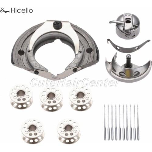 6pcs/set Anti-Skip Stitch spare part old household/domestic Sewing Machine Bobbin Horn slices Needle Shuttle race Hicello