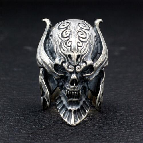 925 STERLING SOLID SILVER BIKER ROCKER Armor Devil Skull MENS RING RINGS JEWELRY A3199