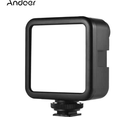 Andoer W49S Mini LED Video Light 5600K Dimmable 3 Cold Shoe Mounts with Suction Cup Bracket for Photography Lighting Video Light