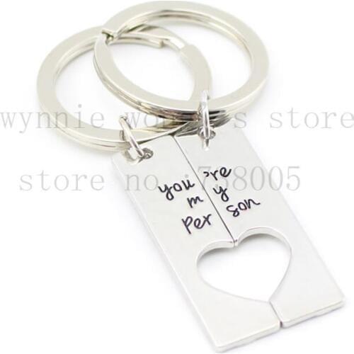 2015 new style"You're my Person" Hand Stamped Couples Key Chain &necklace Set of 2 Greys Anatomy Inspired His& Hers Jewelry