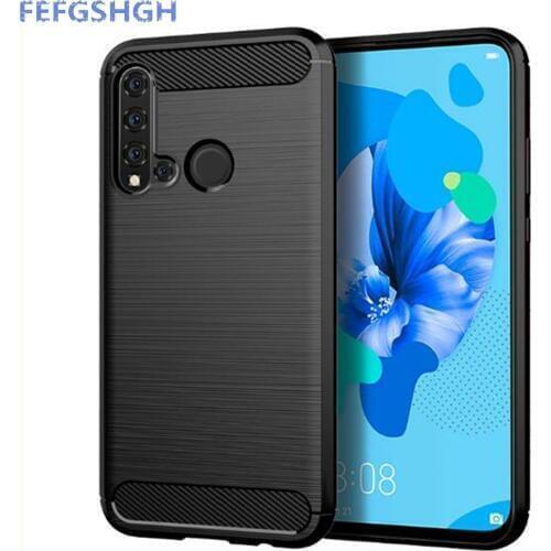 Carbon Fiber Cover For Huawei nova 5i Case Rubber Silicone Phone Cases For Huawei nova 5i Back Case