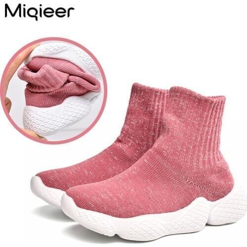 Spring Autumn Children Knit Sneakers Fashion Girls Sock Shoes Boys Casual Shoes Breathable Soft Anti-Slip Sports Kids Sneakers