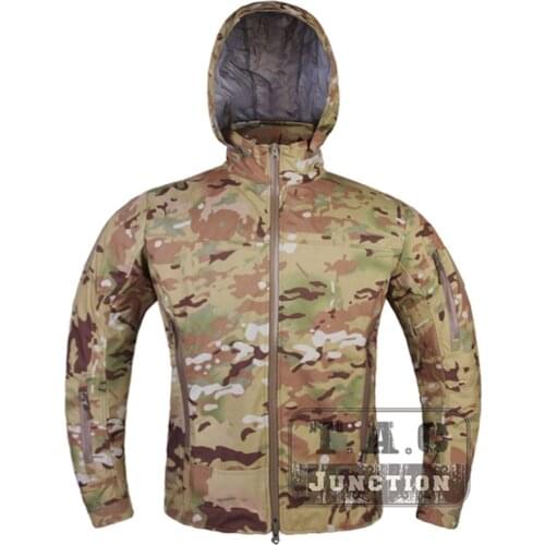 Emerson Tactical Ultra Lightweight Coat Soft Shell Windproof Jacket EmersonGear Breathable Army Hunting Jacket w/ Concealed Hood