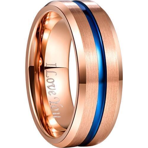 Engrave Tungsten Ring for Men Women Rose Gold Color Wedding Band Couple Promise Engagement Ring Jewelry Anillos