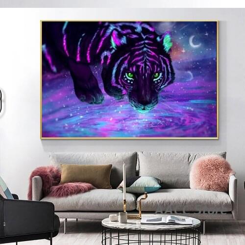 The Milky Way Tigers Canvas Paintings on the Wall Poster And Prints Animals Wall Art Pictures for Living Room Cuadros Decoration