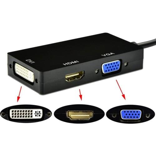 Multi-Occasion 3 In 1 Mini DisplayPort 1.2 To VGA / DVI / HDMI 1080P Thunderbolt Input Adapter For ComputerTV Connection Display