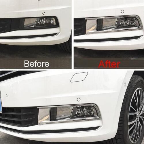 2 PCS Car style DIY NEW Stainless Steel/ABS Front/rear fog Light stickers Cover Case For Volkswagen vw Touran 2016 Accessories