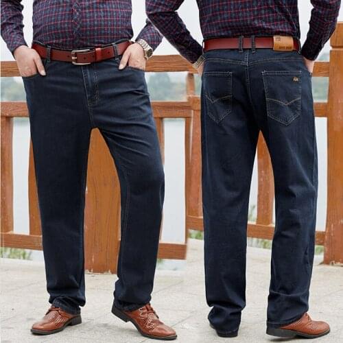 2021 Autumn Winter New MenS Brand Jeans Business Casual Loose Straight-Leg Plus Size Denim Trousers Male Fashion Casual Pants