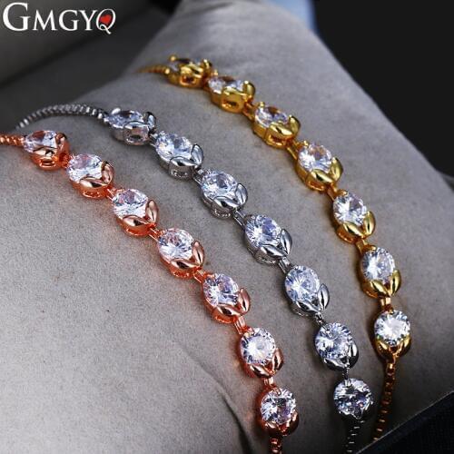 GMGYQ 2018 New Simple Cubic Zirconia Adjustable Bracelet Female Holiday Gift Crystal Jewelry Wedding Bridesmaid Accessories