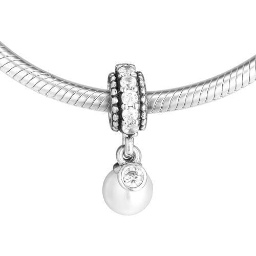 Fits for Pandora Charms Bracelets Luminous Elegance Pearl Beads 100% 925 Sterling Silver Jewelry Free Shipping