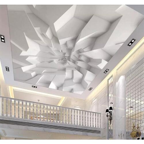 Custom Photo Wallpaper Mural 3d White Polygonal Brick Wall Ceiling Background Wall wall papers home decor