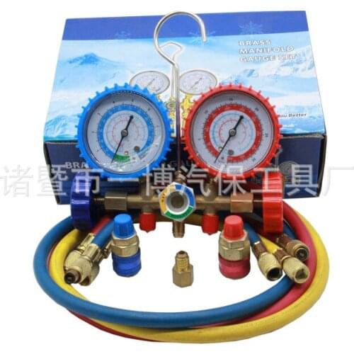 R134A Refrigerant Double Gauge Valve, Liquid Meter, Air Conditioner, Fluorine Pressure Gauge Automotive Inverter Air Conditioner