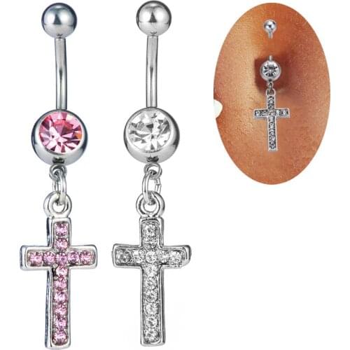 1pcs Crystal Sexy Cross Shape Navel Piercing Belly Button Rings Nombril Ear Piercings Ombligo Navel piercing Body Jewelry Y012