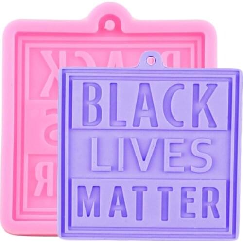 Black Lives Matter Letters Keychain Silicone Mold DIY Craft Epoxy Resin Mold Necklace Pendant Charms Making Jewelry Moulds