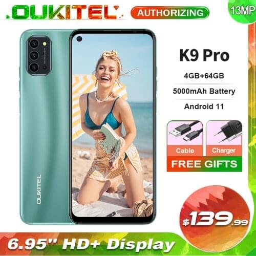 OUKITEL K9 Pro 6.95'' HD+ 4GB+64GB Smartphone Helio A25 Octa Core 13MP Rear Camera 5000mAh Android 11 Mobile Phone