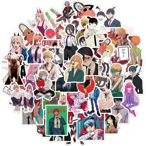 50Pcs Anime Chainsaw Man Sticker Japan Classic Anime Waterproof Decals For Skateboard Sticker Laptop Suitcase Decor